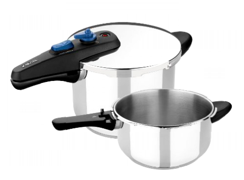 Monix Veloce - Set Duo de Ollas a Presión Rápidas de 4 y 6 Litros, Color Plateado