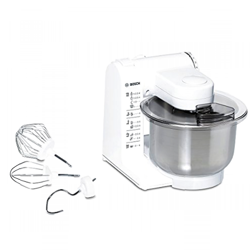 Bosch, acero inoxidable MUM4407-Robot de cocina, (capacidad de 3.9 L, 4 velocidades, 500 W, 3.9 litros, 44 Decibelios