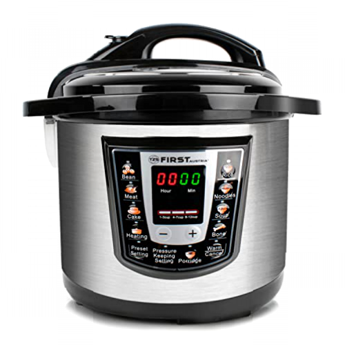 Robot de cocina TZS First Austria de 1000 W, olla rápida eléctrica con 8 programas automáticos, 6 litros, para cocer arroz, mantener en caliente y cocción al vapor