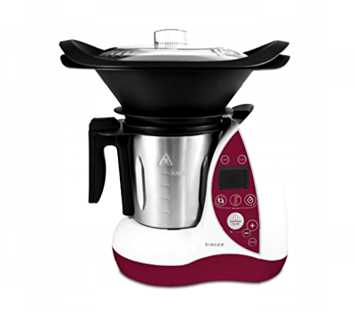 Singer SF501E - Robot de Cocina Tipo Olla de Acero Inoxidable, Color Blanco/Rojo/Negro