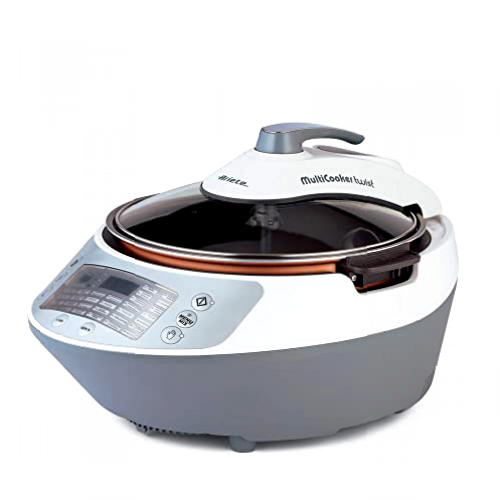 Ariete Olla a presión multifunción 2945 Multicooker Twist con cuchilla batidora, pantalla LCD, 30 programas predefinidos, recipiente de 5 l, libro de recetas (francés no garantizado), blanco/gris