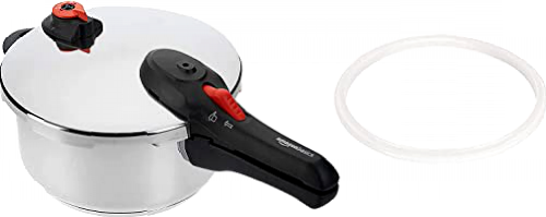 Amazon Basics Olla A Presión de Acero Inoxidable - Apta para inducción - 4 Litros