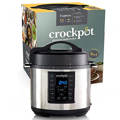 Crockpot Olla Multicooker Express | Para todo tipo de recetas: cocción lenta, cocción rápida a presión | Con varios ajustes, sellar/saltear, vapor y yogur | 5.6 litros | Acero inoxidable [CSC051]