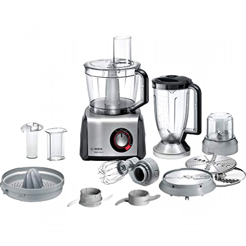Bosch Hogar MC812M844 MultiTalent 8 Robot de cocina con accesorios, 1.250 W, 3.9 litros de capacidad, Color Negro y Acero inoxidable