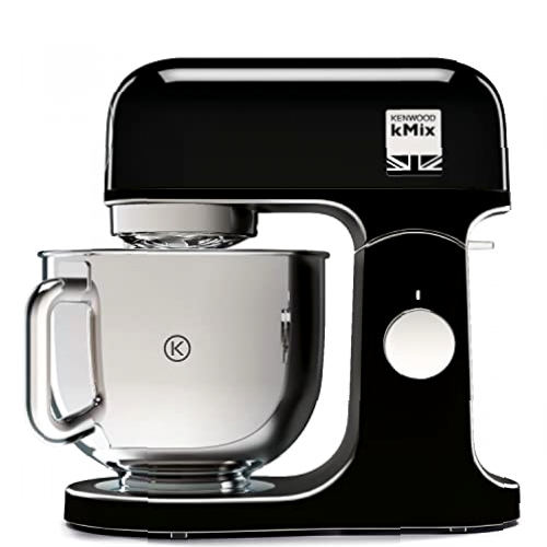 Kenwood kMix KMX75AB - Robot de Cocina Multifunción, 1000 W, Bol Metálico de 5 L con Asa, Gancho para Amasar, Varillas, Mezclado K, Acero Inoxidable, 6 Velocidades, Color Negro