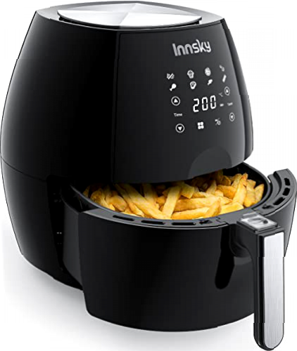 Innsky 1700W Freidora sin Aceite, 5,5L Freidora Aire Caliente con 8 Programas, Pantalla LED Táctil, Air Fryer con Función de Pausa y reinicio, Tiempo y Temperatura Ajustable, con Libro de Recetas