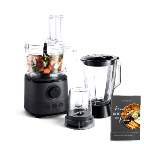 SPRINGLANE Procesador de Alimentos Kaia 1000W, 1.5L, 18.000 rpm Robot de Cocina Multifunción - Antracita