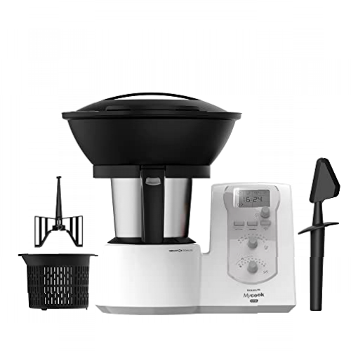 Taurus Mycook One - Robot de Cocina Inteligente Multifunción, 1600 W, 2 litros,App mycook con Miles de Recetas, 10 Velocidades, vaporera, recetario, Embellecedor Gris, Plástico|Acero Inoxidable