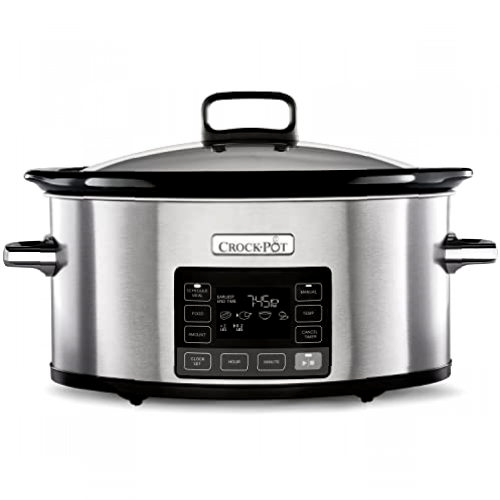 Crockpot olla de cocción lenta digital con tecnología TimeSelect| Pantalla digital y planificador de comidas programable|5,6l(más de 7 personas)|Función de mantenimiento del calor|Acero inoxidable