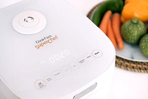 Superchef Robot de Cocina Programable Inteligente CF104 CookFast, 9 funciones de cocción, programable, 4 litros, cocción homogénea inteligente.