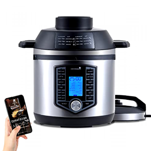 MasterPro FryCook | Freidora Sin Aceite | AirFryer y Olla a Presión de 1500W y 6L | Olla de Cocina Programable con 44 Funciones Automáticas | Olla Express | 12 Programas de Cocinado Diferentes en 1