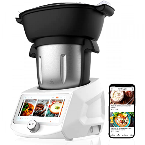 NEWCOOK - Robot de Cocina Multifunción ROBOTMIX RM990 con Wifi, 1400W, 3L, 12 Velocidades + Turbo, 8 Accesorios, 8 Programas, 28 Funciones, Temperatura 37-130ºC. Incluye Vaporera y Recetas Guiadas