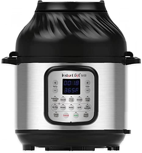 Instant Pot Duo Crisp + Air 11 en 1 Olla a Presión Multiusos y Freidora de Aire con Función de Vaporera, Deshidratadora, Parrilla y Cocción Lenta, 5.7 l, Color Plata