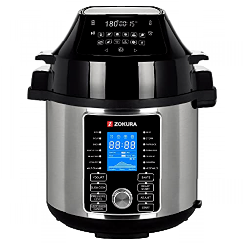 Olla a presión eléctrica multifunción 2 en 1, 26 programas preestablecidos, 5,6 L, 1500 W, Zokura