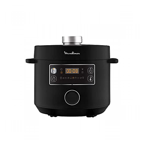 Moulinex Epic Turbo Cuisine CE7548 - Olla a presión eléctrica 1090 W, 10 programas automáticos, modo chef, cestillo de cocción al vapor, temporizador hasta 12 horas y mantiene 24 horas caliente, Negro