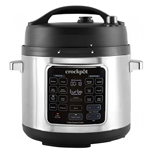 Crockpot Multicooker Turbo Express | Opciones de cocción 14 en 1 | Cocción rápida a presión, olla lenta, vapor, sous vide, esterilizar, turbo | 5,6 L (más de 6 personas) | CSC062X