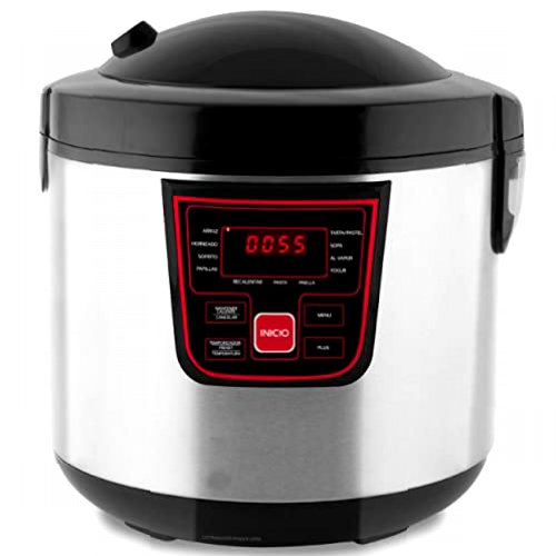 Máquina de cocinar programable. Capacidad de 5 litros. Acabado cuerpo de acero inoxidable. 11 programas. Temporizador 24h. Potencia 860W.