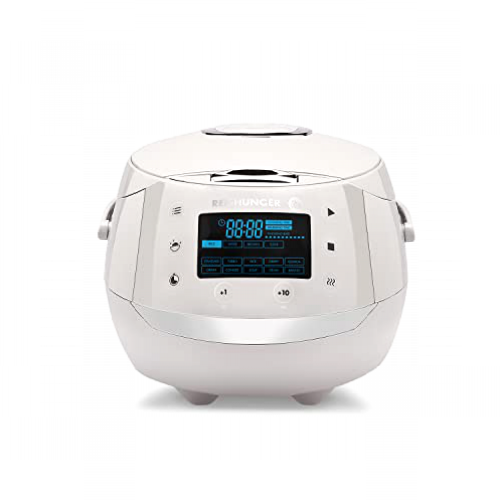 Reishunger Olla Arrocera Eléctrica y Vaporera Gris hasta 8 Personas (1.5 l) – Hervidor de Arroz con 12 Programas - Con Pantalla LED y Función Automática de Mantenimiento del Calor