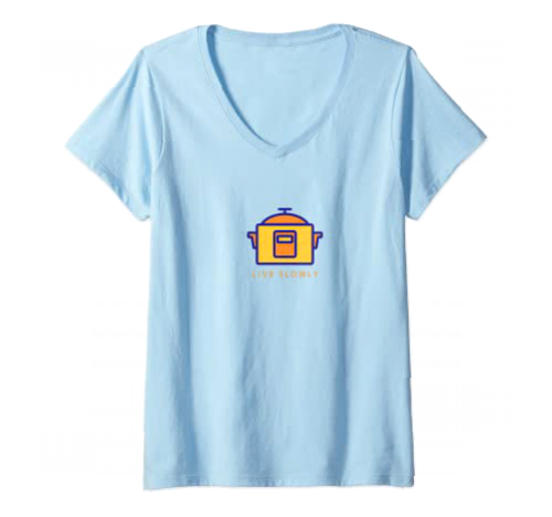 Mujer Me encanta mi olla de cocción lenta Camiseta Cuello V