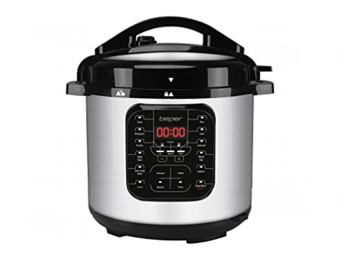 BEPER P101COS001 Olla de cocción lenta y olla a presión, olla a vapor de 6 litros - Olla a presión eléctrica con 15 programas de cocción