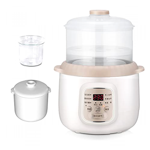 Olla cocción, Olla eléctrica para estofado, Olla cocción Lenta con Revestimiento cerámica 1 L, multifunción para hogar con función Cita Inteligente Las 24 Horas para Servir a familias pequeñas