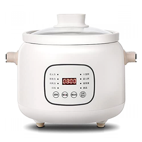 Olla cocción, olla eléctrica para estofado, olla cocción lenta con revestimiento cerámica, multifunción doméstica con temporizador retardo 24 horas y función para mantener caliente, 3 litros (4 a 5