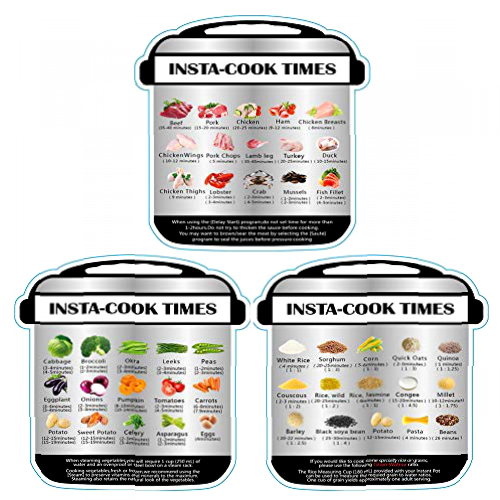 Paquete de 3 calcomanías de programa de cocción, olla a presión eléctrica, programa de cocción, calcomanía magnética para notas, calcomanía de tiempo de cocción, programa de cocción para ollas a presi