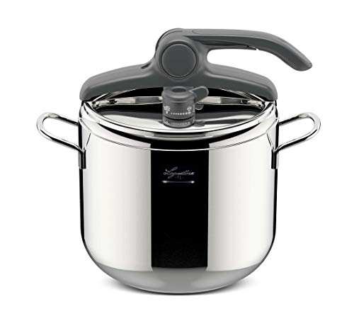 Lagostina Irradial Control Lagoeasy’UP Olla a Presión 7 L en Acero Inoxidable 18/10 Ø 22 cm, Olla Inducción y Gas, Apertura Fácil de la Tapa, Base de Triple Capa Irradial Plus