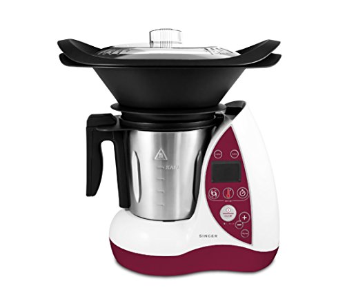 Singer SF501E – Robot de Cocina Tipo Olla de Acero Inoxidable, Color Blanco/Rojo/Negro