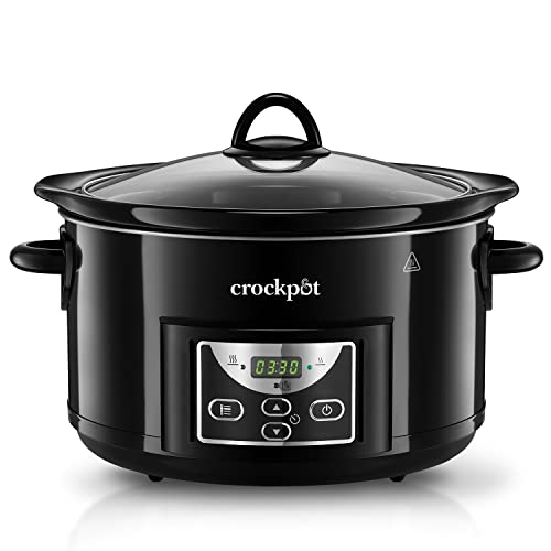 Crockpot Olla de Cocción Lenta Digital para Preparara Multitud de Recetas, 4,7 L, Acero Inoxidable, Negro [Sccprc507B], 35.0012 Centimeters X 26.0096 Centimeters X 30.988 Centimeters, Negro, 230W