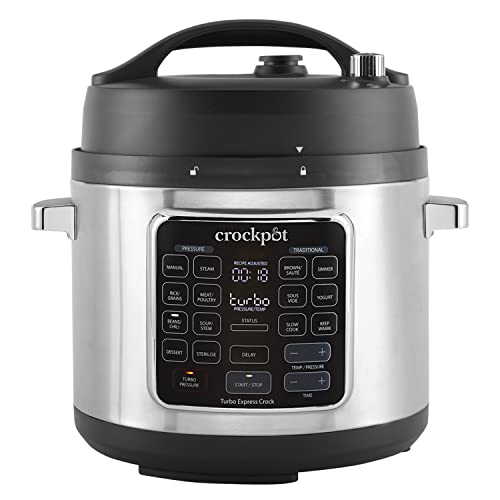 Crockpot Multicooker Turbo Express | Opciones de cocción 14 en 1 | Cocción rápida a presión, olla lenta, vapor, sous vide, esterilizar, turbo | 5,6 L (más de 6 personas) | CSC062X