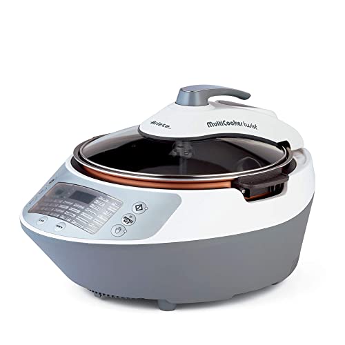 Ariete Olla a presión multifunción 2945 Multicooker Twist con cuchilla batidora, pantalla LCD, 30 programas predefinidos, recipiente de 5 l, libro de recetas (francés no garantizado), blanco/gris