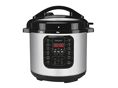 BEPER P101COS001 Olla de cocción lenta y olla a presión, olla a vapor de 6 litros – Olla a presión eléctrica con 15 programas de cocción