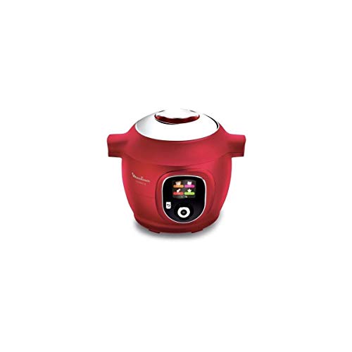 Moulinex Olla multicocción inteligente de alta presión, 6 litros, 150 recetas, 6 modos de cocción, guía paso a paso, uso fácil y rápido 150 recetas, rojo rojo