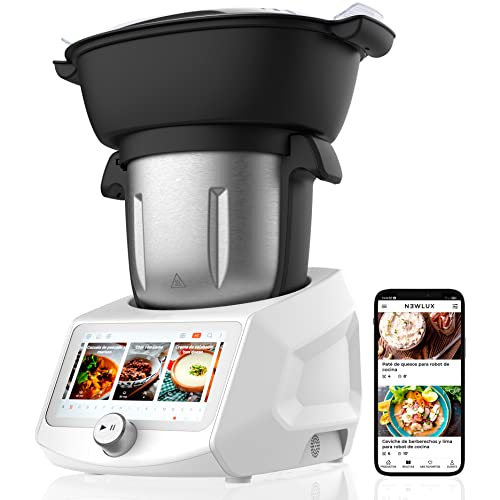 NEWCOOK – Robot de Cocina Multifunción ROBOTMIX RM990 con Wifi, 1400W, 3L, 12 Velocidades + Turbo, 8 Accesorios, 8 Programas, 28 Funciones, Temperatura 37-130ºC. Incluye Vaporera y Recetas Guiadas