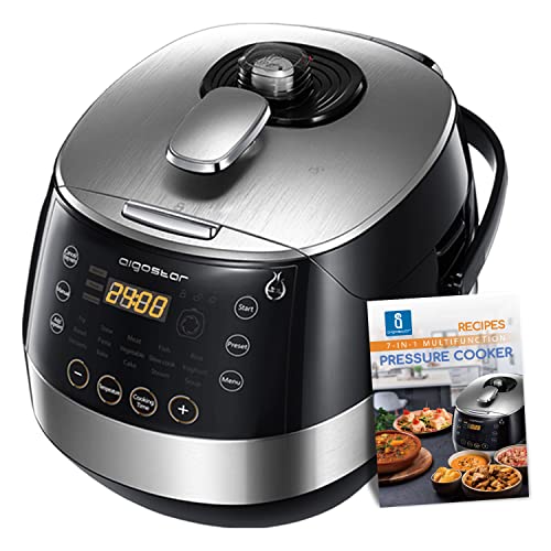 Aigostar Happy Chef 30IWY – Robot de cocina multifunción, cocina a presión: 7 aparatos en uno, 15 funciones, panel led, 900W, 5L, temporizador. Incluye libro de recetas. Libre de BPA. Diseño exclusivo