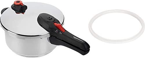 Amazon Basics Olla A Presión de Acero Inoxidable – Apta para inducción – 4 Litros