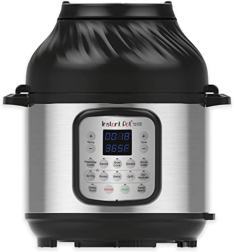 Instant Pot Duo Crisp + Air 11 en 1 Olla a Presión Multiusos y Freidora de Aire con Función de Vaporera, Deshidratadora, Parrilla y Cocción Lenta, 5.7 l, Color Plata