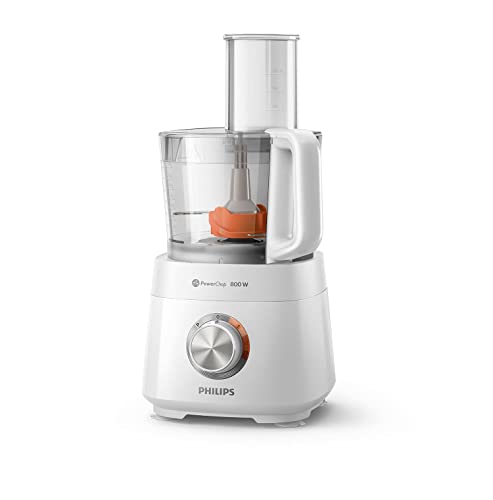 Philips Robot de Cocina Compacto y Licuadora – 800W, 29 Funciones, Jarra 2.1L, PowerChop, Cuchilla de Acero Inoxidable (HR7510/00)